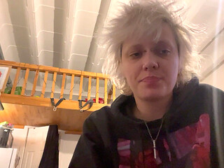 Goth Girl No Makeup Smoking a Cigarette