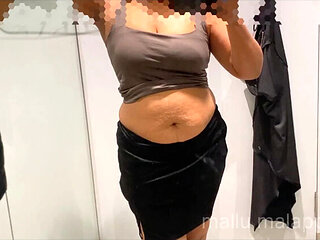 Malappuram Mallu MILF Trying Sexy Dresses in Fitting Room - Big Boobs BBW Fingered in Shopping Mall