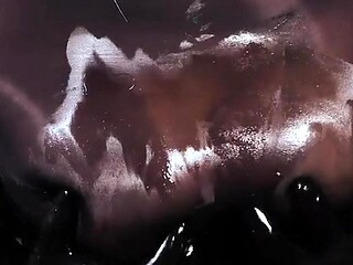 Blonde Girl In Oiled Spandex Grabs Dick In Latex Gloves Till Cum In Her Hands
