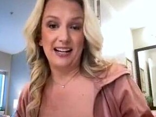 Blonde cumshot amateur MILF POV jerking in the kitchen