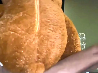 Fucking my teddy bear until I give it milk.