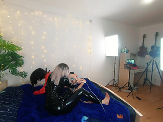 Backstage of Pretty Lesbian Fetish Girls Doing Sex Video. Positive Femdom, Sex Play, Latex Leather
