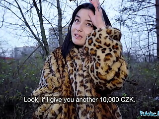Petite French babe Francaise deepthroats and takes hardcore public sex