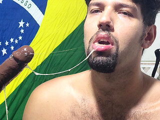 Trying the first dildo I got from a client - deep gagging & drooling mess