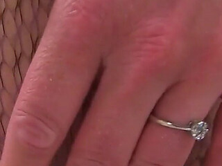 UK MILF Holly Kiss Exposes Her Swollen Labia in Fishnets