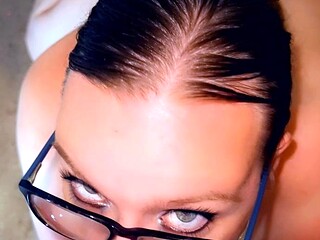 Hot POV homemade blowjob with brunette girlfriend
