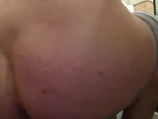 The straight husband plays with and pushes his virgin straight ass.