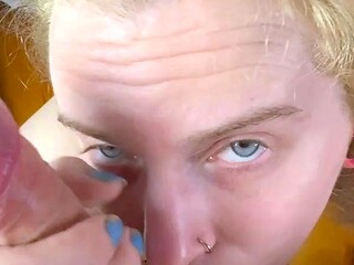 Warning Fantastic blonde big cock blowjob and cumshot