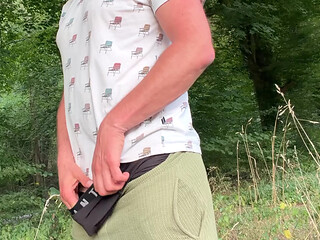 Bike Ride Piss Stop - Big Bulge & Outdoor Pee in the Forest
