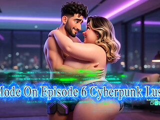 Cyberpunk couple gets frisky in a 3D animated city