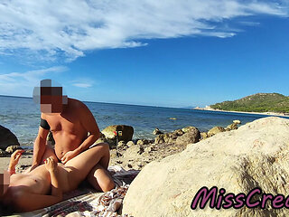 Strangers Caught My Wife Touching and Fucking My Big Cock on a Nude Beach