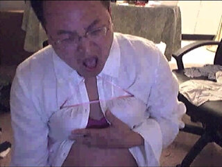 Dirty sissy crossdress slut man whore squirming crazy masturbation orgasm while wearing girlfriend's bra shirt and sweater