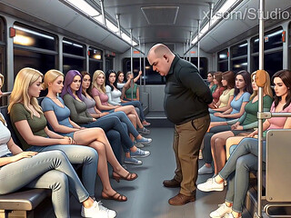 Shoe Pervert Licks Women's Shoes on a Crowded Bus