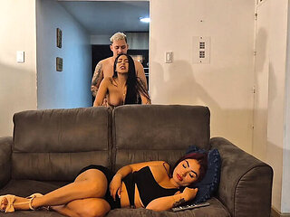 Big Booty Latina Friend Fucked Doggystyle While Wife Watches - Almost Caught!