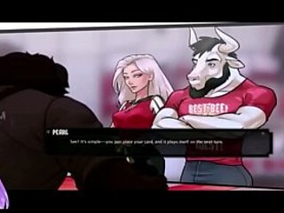 Blonde gamer with big tits plays Hentai game for a lucky viewer