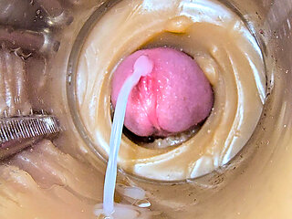 Camera Inside Deep Pussy Captures Huge Ejaculation of Sperm 2 times
