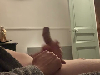 Waking up in a bathrobe and handjob