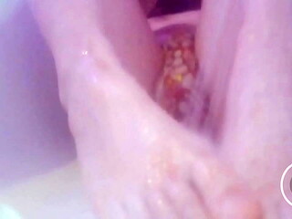 Washing and tickling my Feet in the Bathub!
