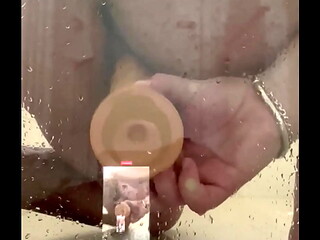 Fucking my big dildo in shower