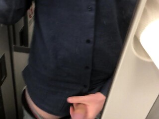 Big Dick Jerks Off in Airplane Toilet