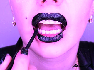 Glossy black lips get total control over you! Mesmerizing JOI