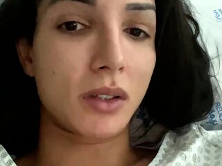 Amateur busty brunette masturbates and does hand job