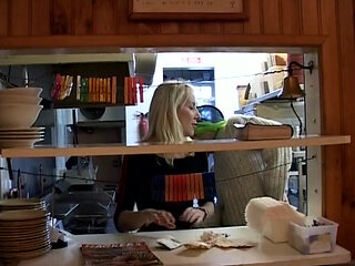 Wild French Babe Pleasing Two Cocks While Working in Kitchen