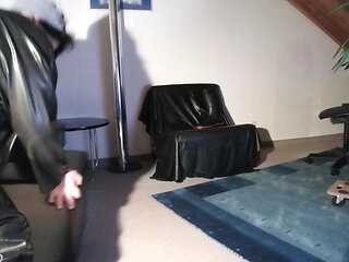 perv cumslut latexbessy riding big dildo and swallow