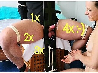 The Sperm Squirts And Squirts And Squirts :-) Femdom Pillory Milking Slave
