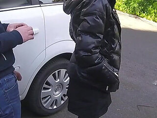 The Teacher Swallows Cock on a Public Street (dick Flash Extreme Public Action!) - Misscreamy