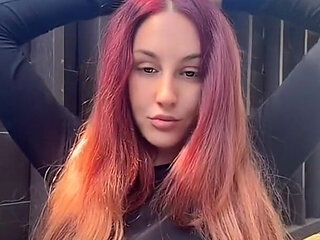 Smoking Outdoor Along Hair Fetish and Boobs Flash