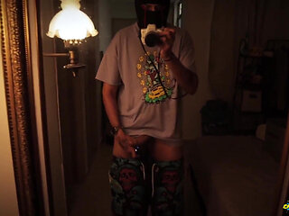 Big Uncut Cock Sex Demon Handsfree Vibrator Masturbation Cum on Mirror