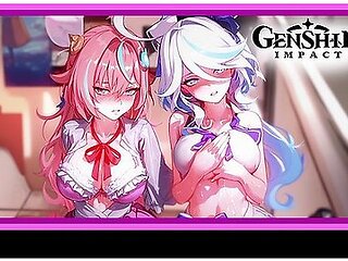 Car Toon In Genshin Impact - Varesa And Furina Await You In School Uniform