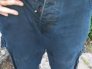Pissing my jeans outdoors i cannot hold i my pee
