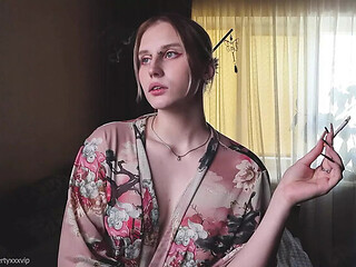 Look into My Eyes While I Smoke  Big Tits Blonde Teen Solo