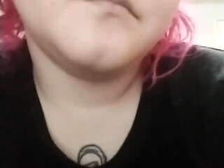 Double amputee beauty squeezes her big natural tits while playing with her
