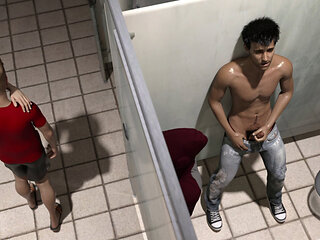 A Sweaty Masturbation in the Public College Stall