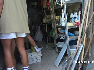 A slut fucked raw by a straight boy with a mask outdoor