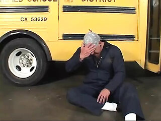 Blonde teen banged by bus driver in vintage video