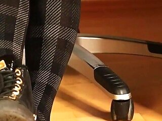 Plaid Tights & Stylish Sneakers - Dangling, Shoeplay & Foot Focus