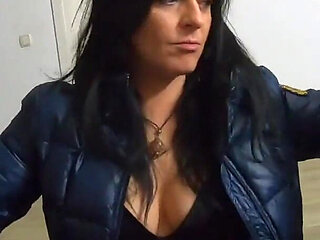A Lot of Cum on My Down Jackets While Wearing Long Boots and Sexy Clothes 212
