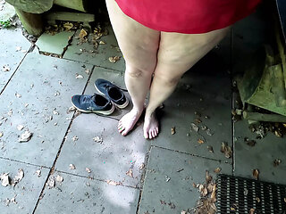 Beating breasts and whipping labia at picnic