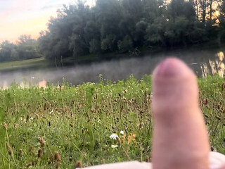 Jerk off in public, at a beautiful summer morning