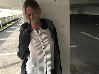 Horny Blonde German Slut Ordered to the Parking Garage and Fucked