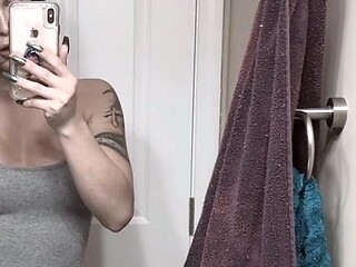 Amateur horny teen brunette with big ass gagging huge cock
