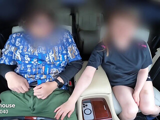 The Husband Is Watching the Game. a Married Woman Hurriedly Gives a in the Car