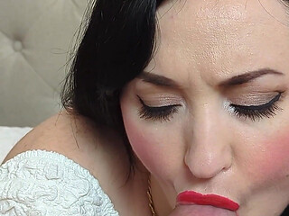 POV Handjob in High Heel Boots: Long Red Nails & Cum Swallow - Dame Olga 4K (730)
