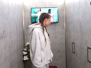 Stranger'_s Dick in Public Restroom &ndash_ Deepthroat &amp_ Cum