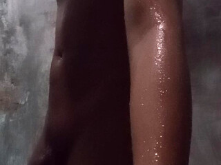 In the bathroom I was naked and took a shower