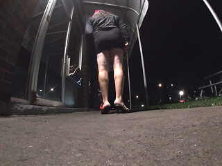 Mature Sissy CD is out at night on the prowl cars passing by